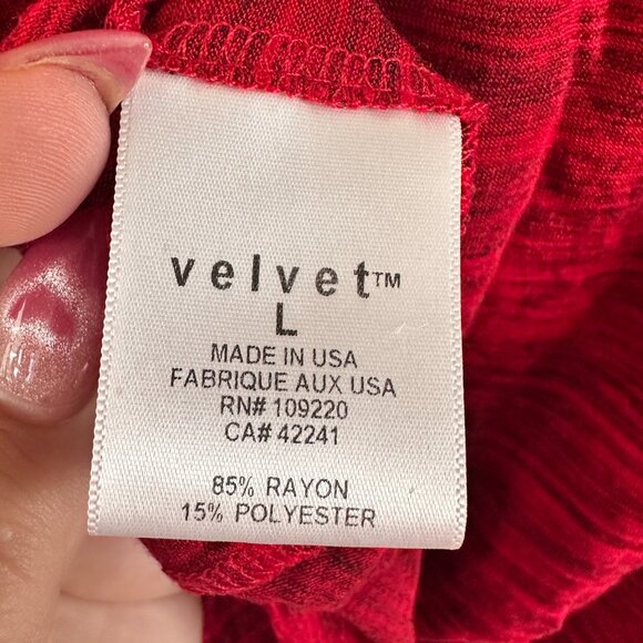 Velvet by Graham & Spencer - Red Drape Neck Blouse - Size L - Picture 6 of 7